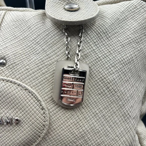 Longchamp Quadri Leather 2Way Crossbody Satchel Cream Off White EUC - Picture 4 of 7